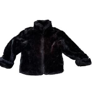 The Gap, Girls size 5/6, Fuzzy, Faux Fur, Black Winter Coat/Sweater
